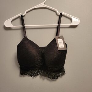 Fredericks of Hollywood Finley Padded Lace Bralette Black Large NWT